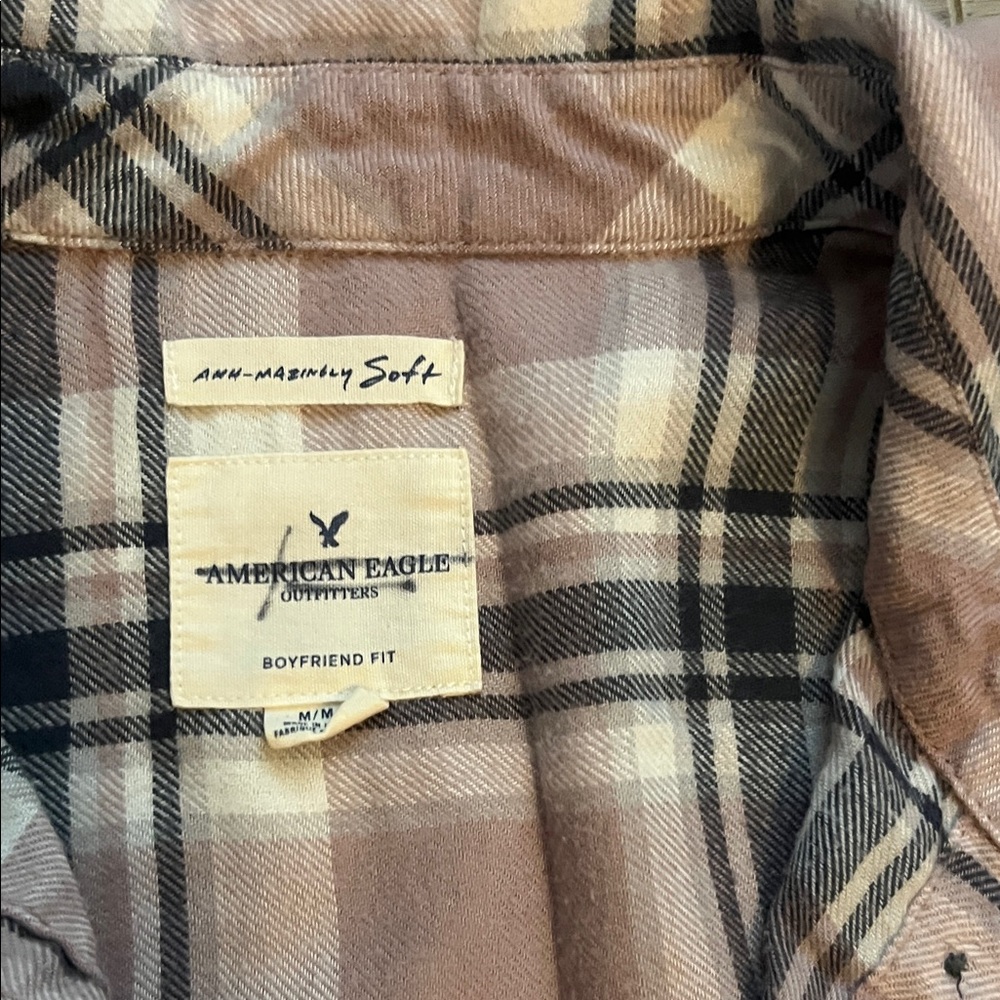 American Eagle Outfitters Mauve Plaid Button-Down Shirt for Kids - Picture 2 of 4